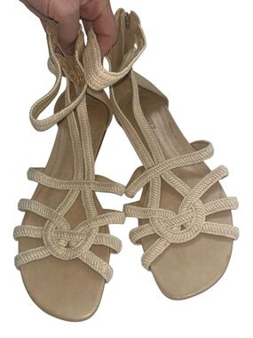 Shutz NEW unworn braided cream khaki leather sole gladiator sandals 40 10